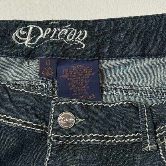 Dereon By Beyonce Denim Jeans Size 18 Y2K Dark Wash Stretch White Stitch Trim - Picture 7 of 11